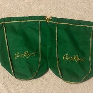 Crown Royal 2 Collectible Liquor Bottle Bags Green